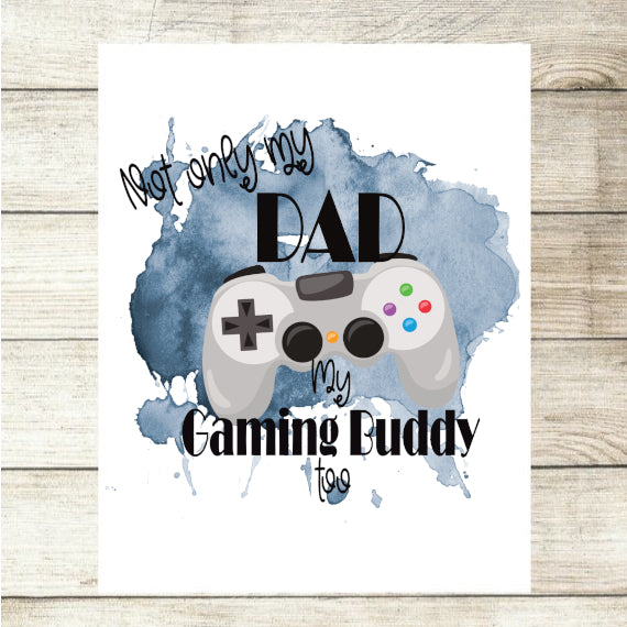 Not Only My Dad My Gaming Buddy Too Playstation Style Custom Photo Card - Perham Prints