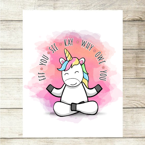 Unicorn Eff You See Kay Oh Eff Eff Adult Gift Custom Photo Card - Perham Prints