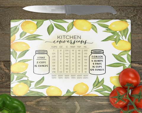 Conversion Chart Measurements Sizing Chopping Board Frosted Glass - 0