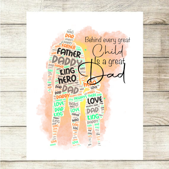 Fathers Day Dad Word Art Abstract Art Splash Of Colour Custom Photo Card - Perham Prints