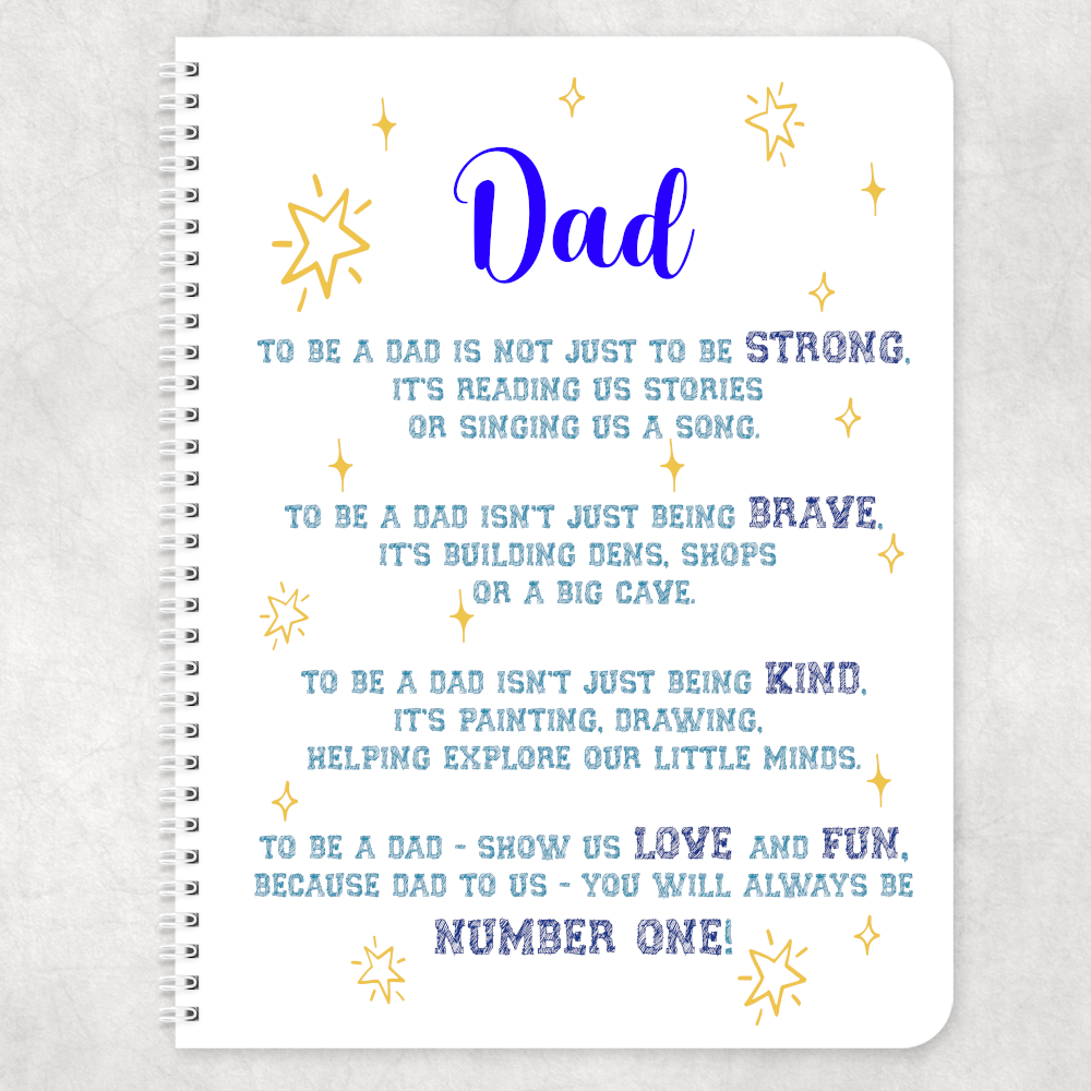 To Be A Dad Poem Custom Name A4 Personalised Note pad Note book - Perham Prints