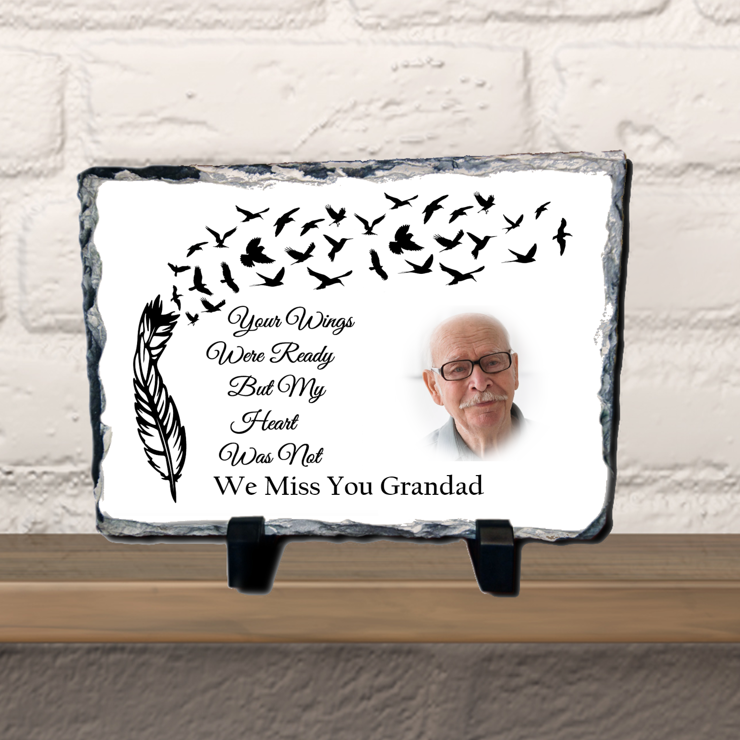 Personalised Memorial Photo Slate Your Wings Were Ready But My Hearts Were Not - Perham Prints