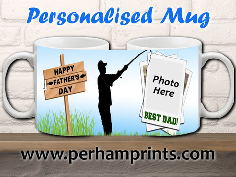 Happy Father's Day - Fisherman / Fishing Fan - Personalised Mug
