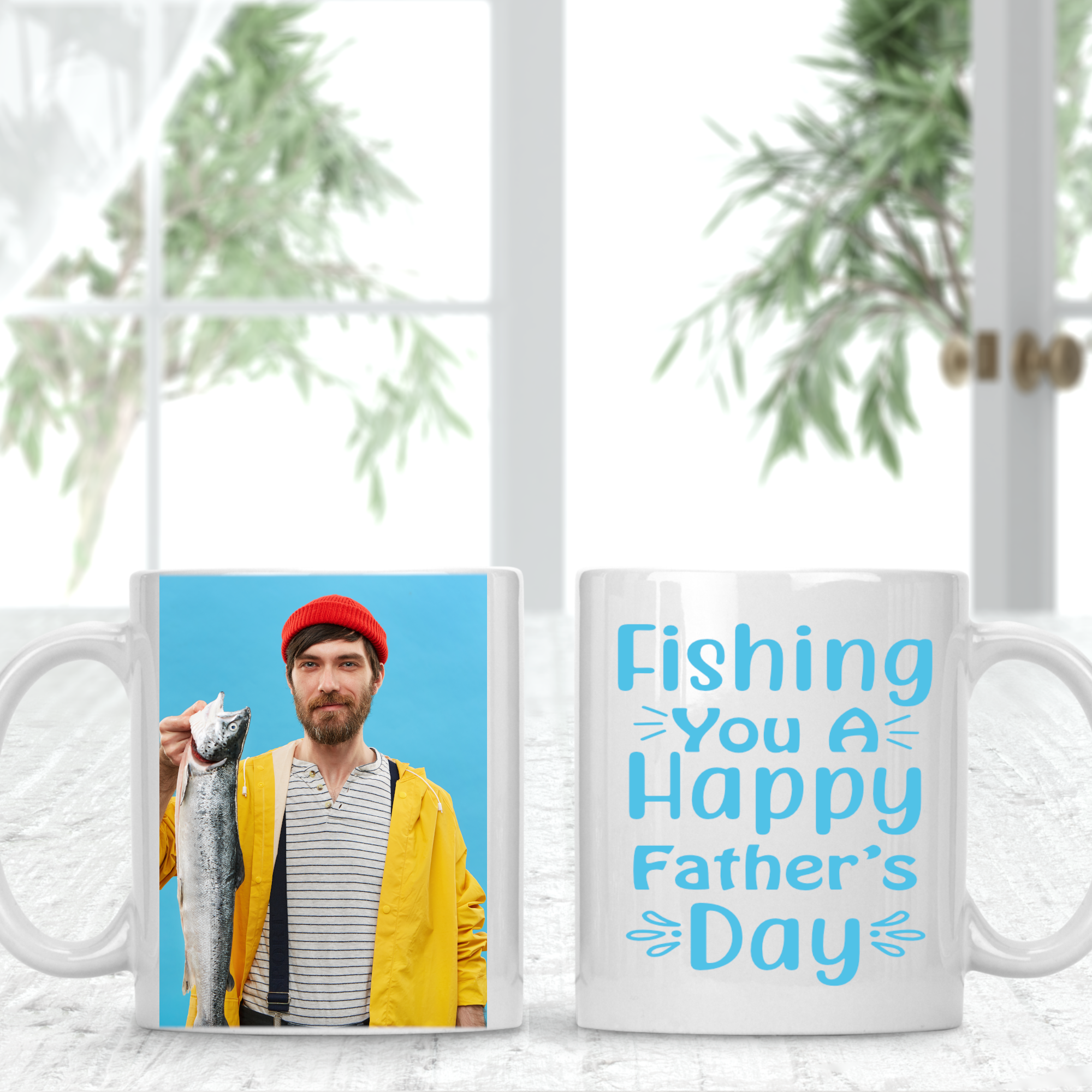 Fishing You A Happy Father's Day Fisher Personalised Photo Cup Mug - Perham Prints