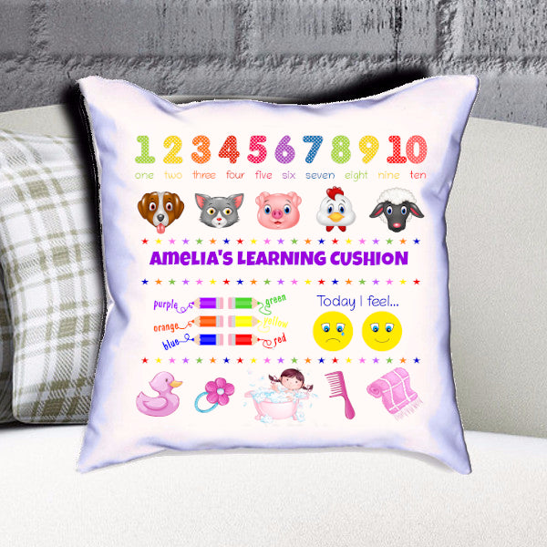 Personalised Children's Learning Cushion Alphabet Colours - Perham Prints