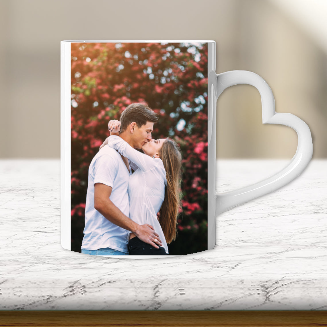 Personalised Heart Handle Picture Photo Cup Mug Regular Size 11oz - Perham Prints