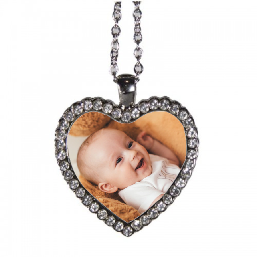 Heart Gem Stone Necklace Personalised With Photo - Perham Prints