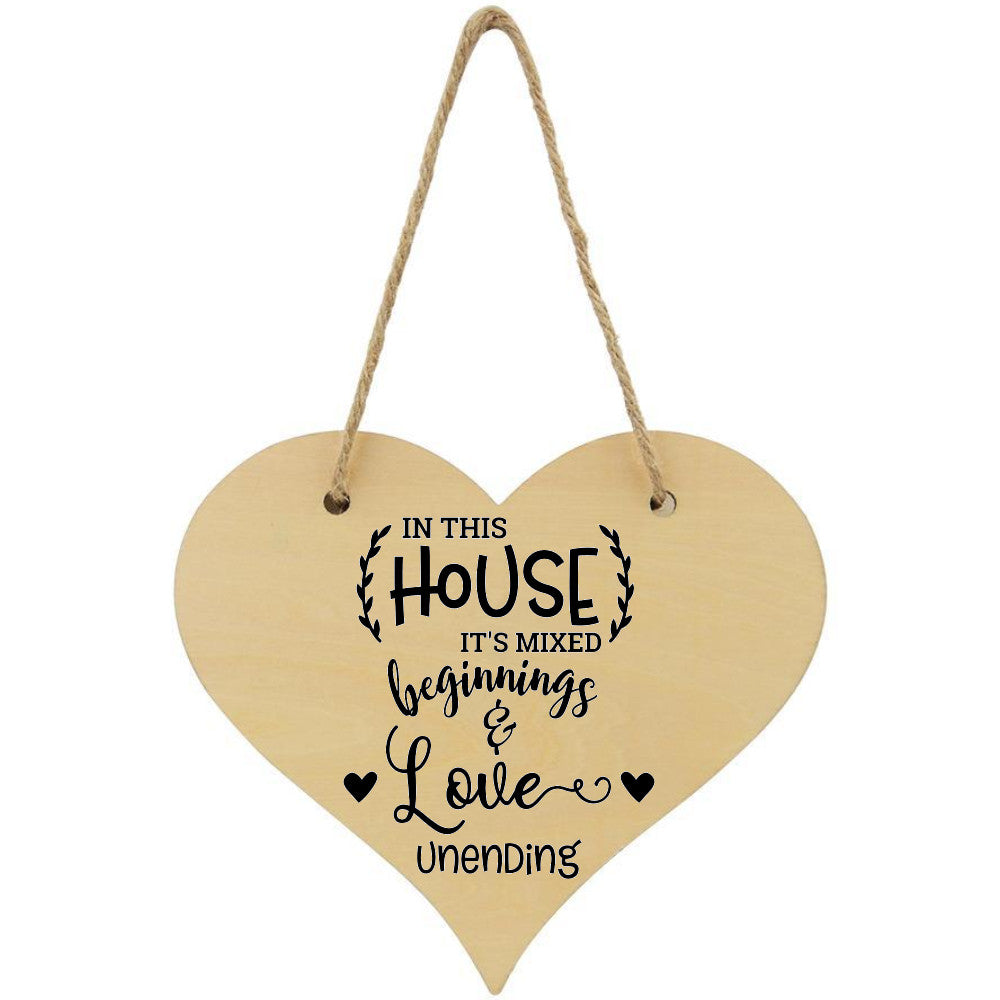 In This House It's Mixed Beginnings And Love Unending Family Plaque - Perham Prints