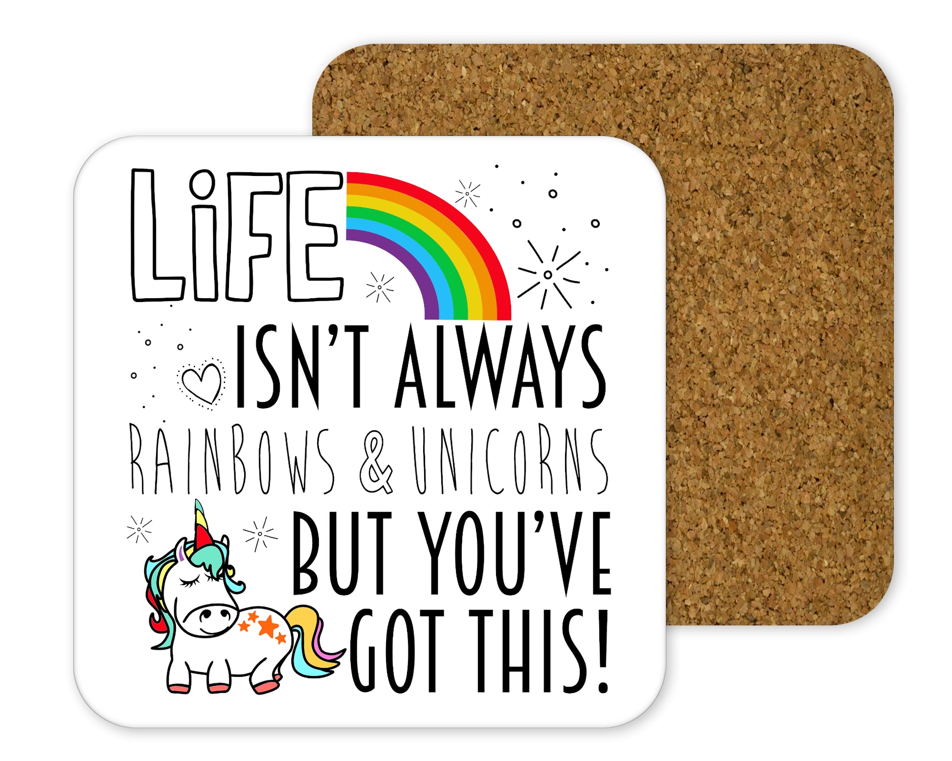 Life Isn't Always Unicorns And Rainbows But You Rock Coaster Adult Censored - Perham Prints