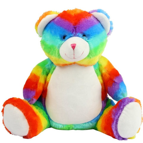 Personalised Multi Coloured Rainbow Teddy Bear Cuddle Toy