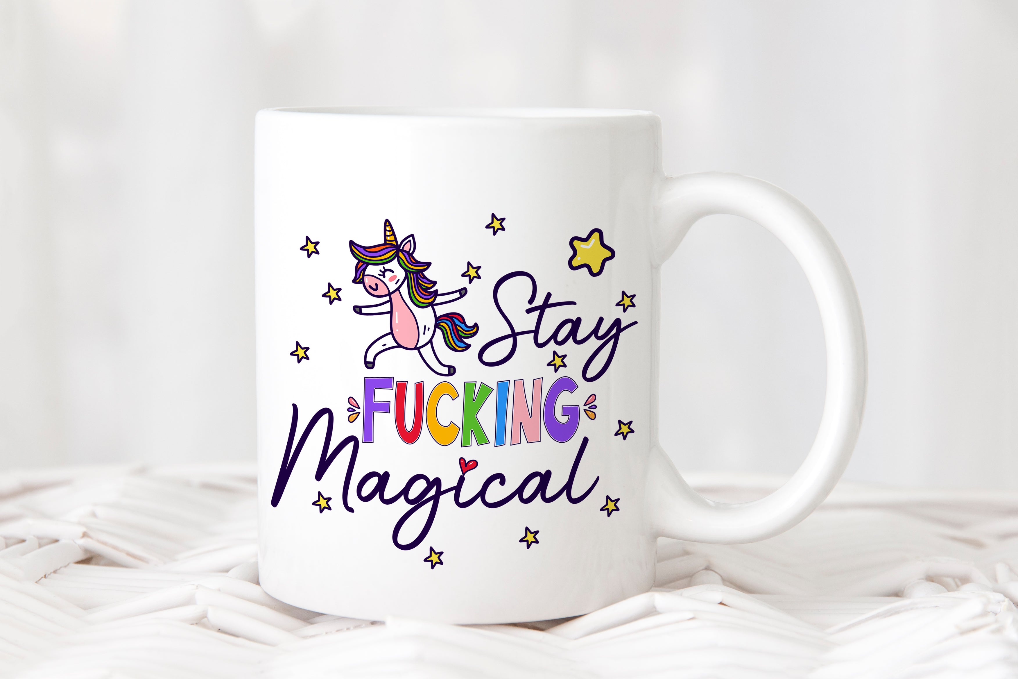 Stay F*cking Magical Unicorn Censored Option Cup Mug Adult Gift - Perham Prints