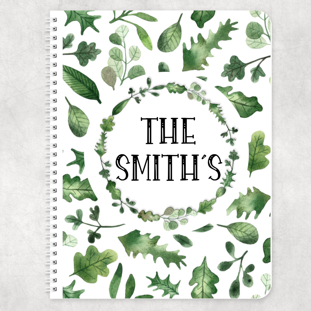 Custom Name Green Leaves A4 Personalised Note pad Note book - Perham Prints