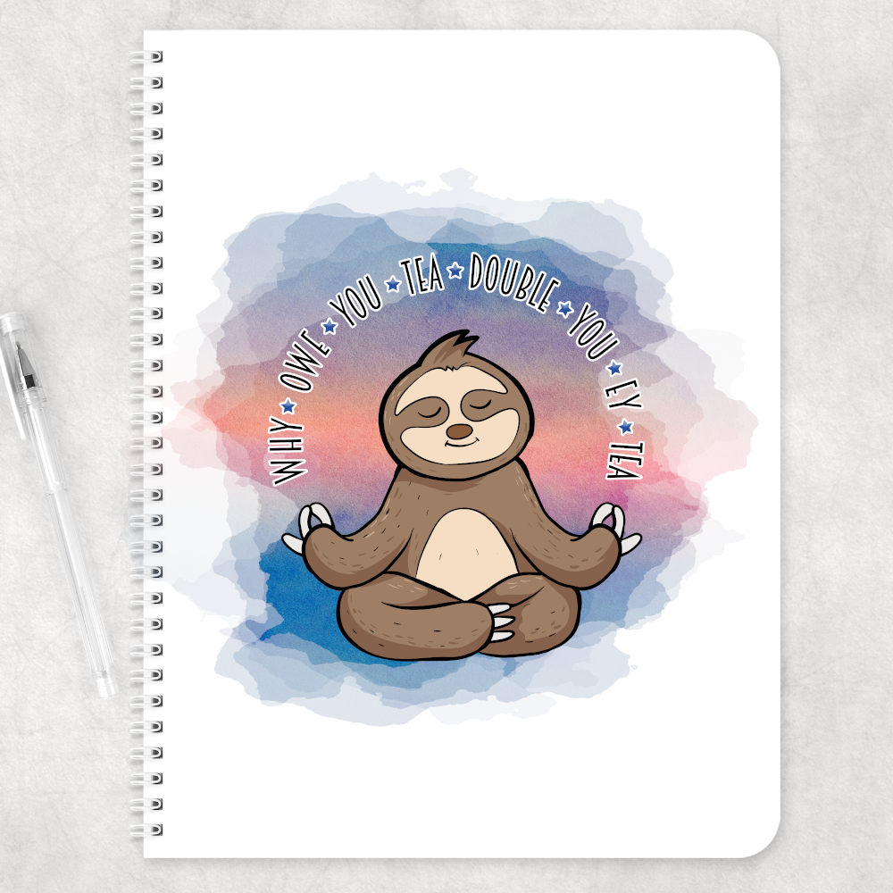 Why Owe You Tea Double You Ey Tea Adult Gift A4 Note pad Note book - Perham Prints