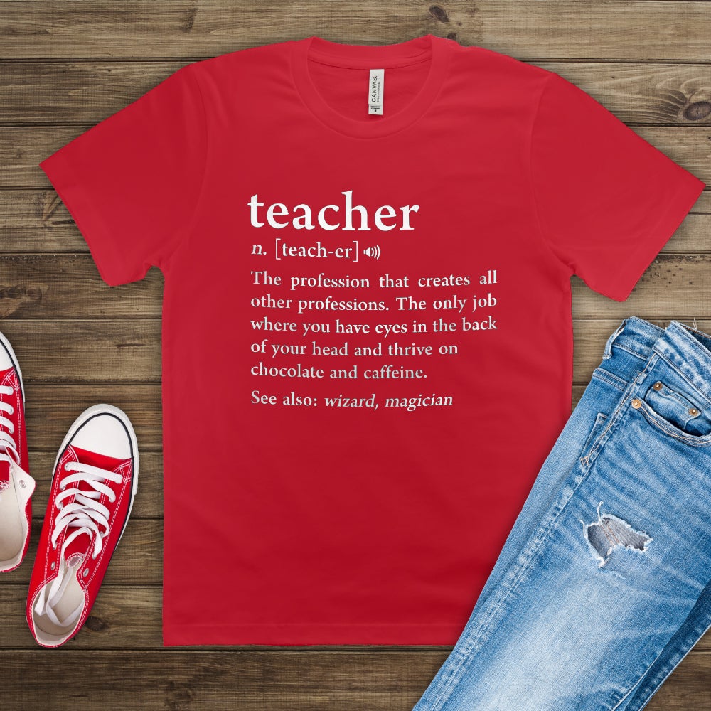 Teachers Create All Professions Custom Red Tshirt Teacher Gift Gildan Tshirt - Perham Prints