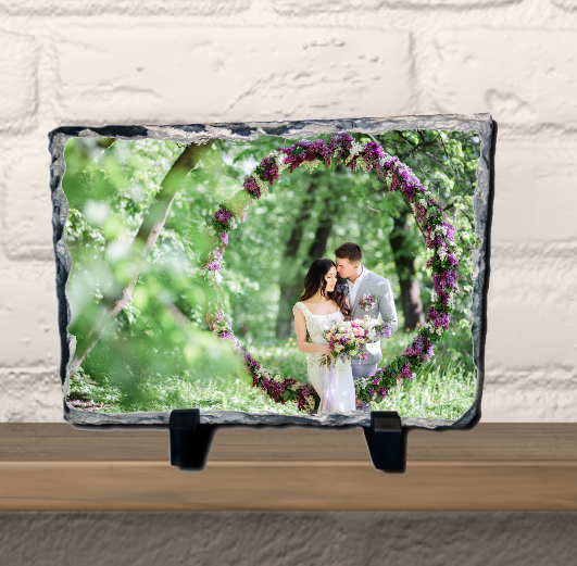 Personalised Birthday Message Orange Design Photo Slate - Perham Prints