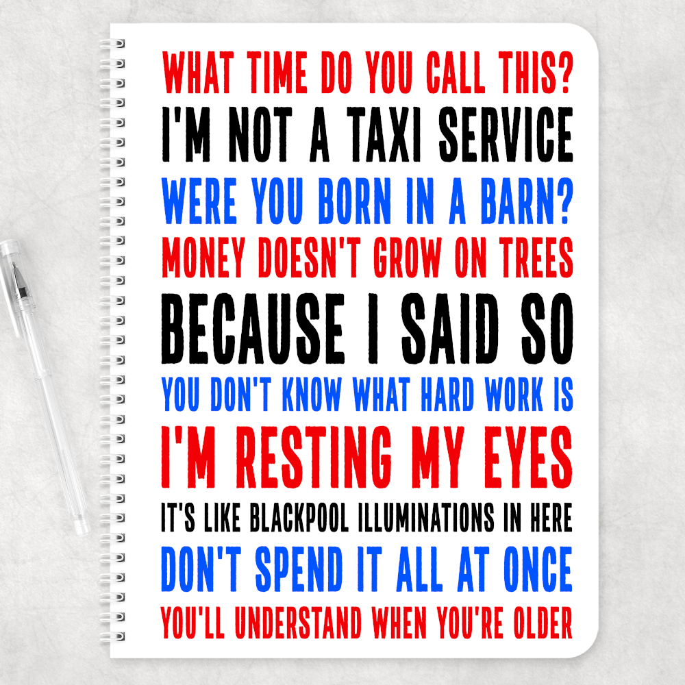 Popular Parent Sayings Quotes Personalised A4 Note pad Note book - Perham Prints