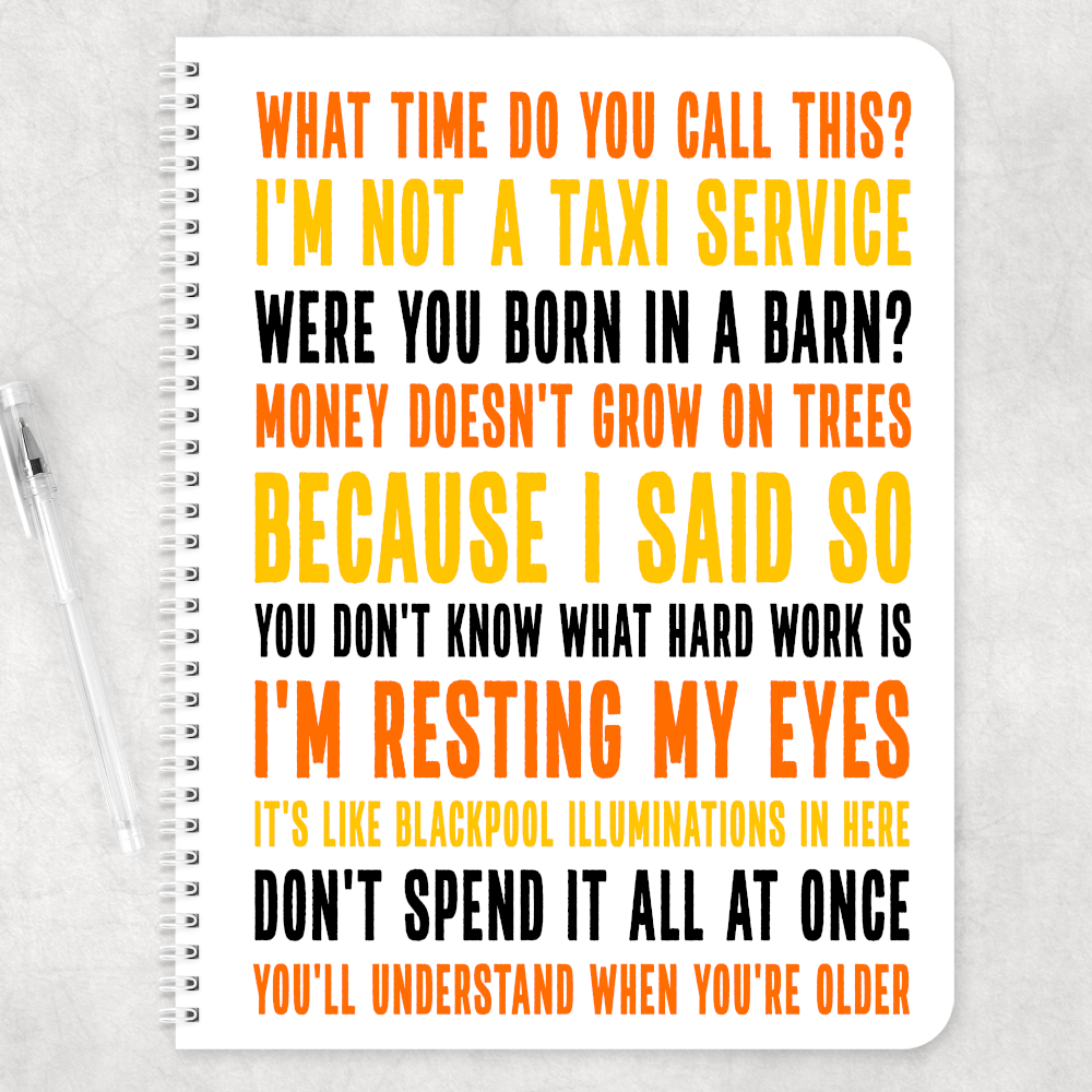 Popular Parent Sayings Quotes Personalised A4 Note pad Note book - Perham Prints