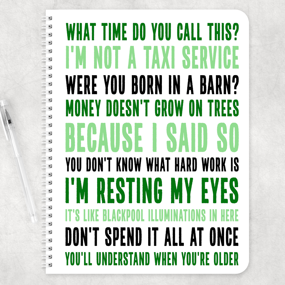 Popular Parent Sayings Quotes Personalised A4 Note pad Note book - Perham Prints