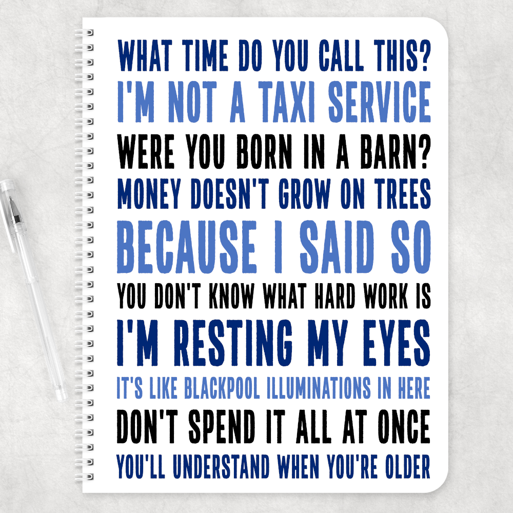 Popular Parent Sayings Quotes Personalised A4 Note pad Note book - Perham Prints