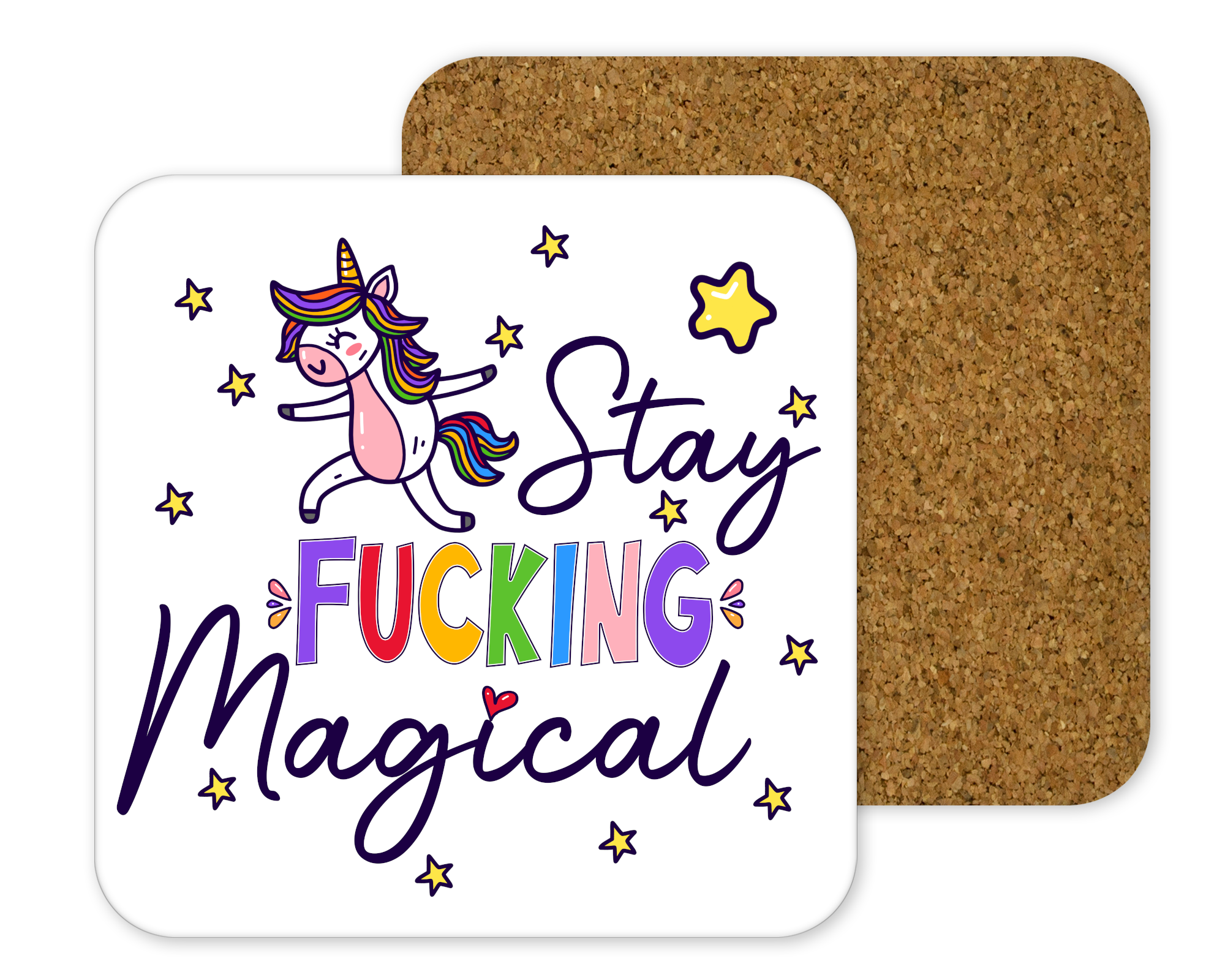 Stay F*cking Magical Coaster Adult Gift Censored Option - Perham Prints
