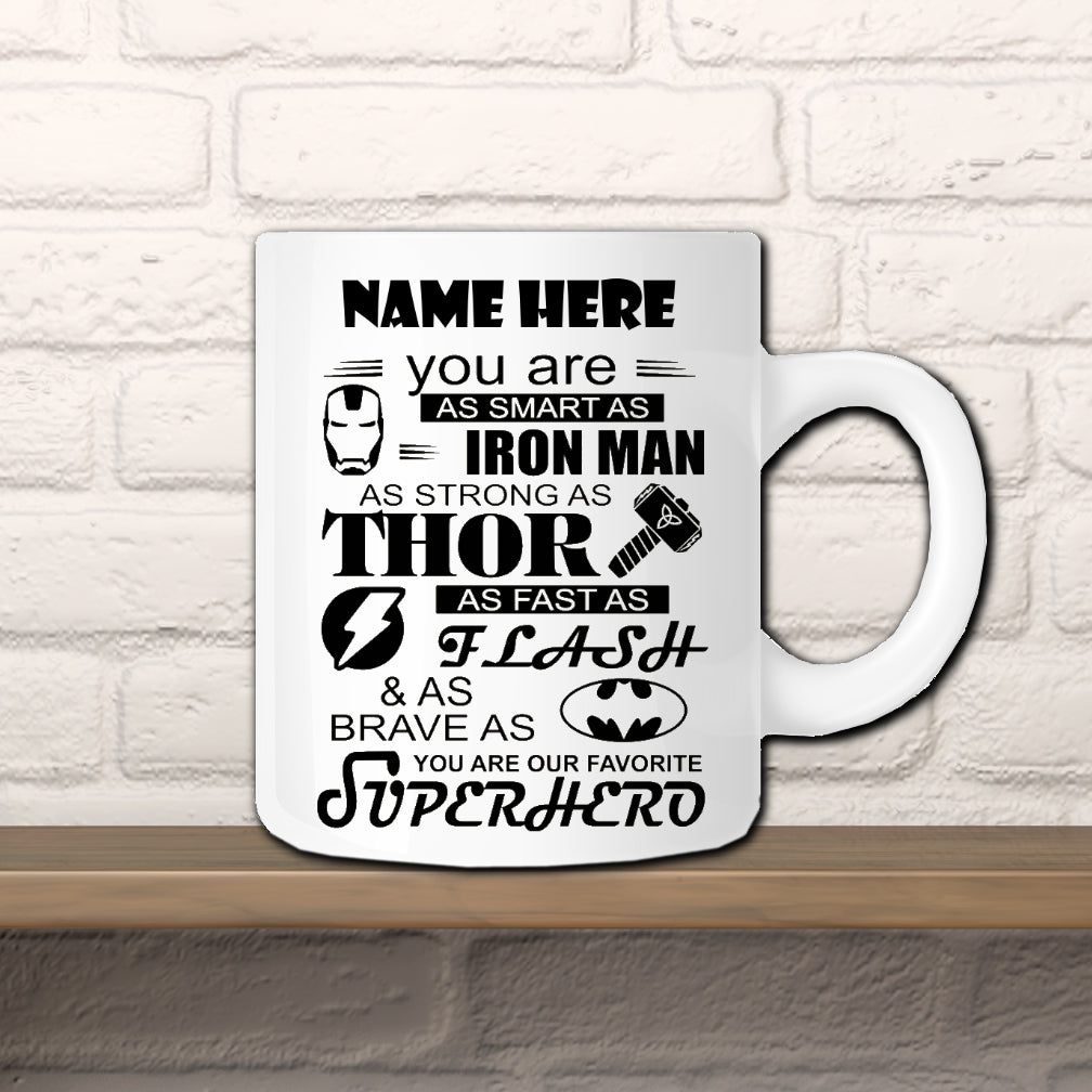 Mum Mummy Dad Daddy Uncle Personalised Superhero Mug - Perham Prints