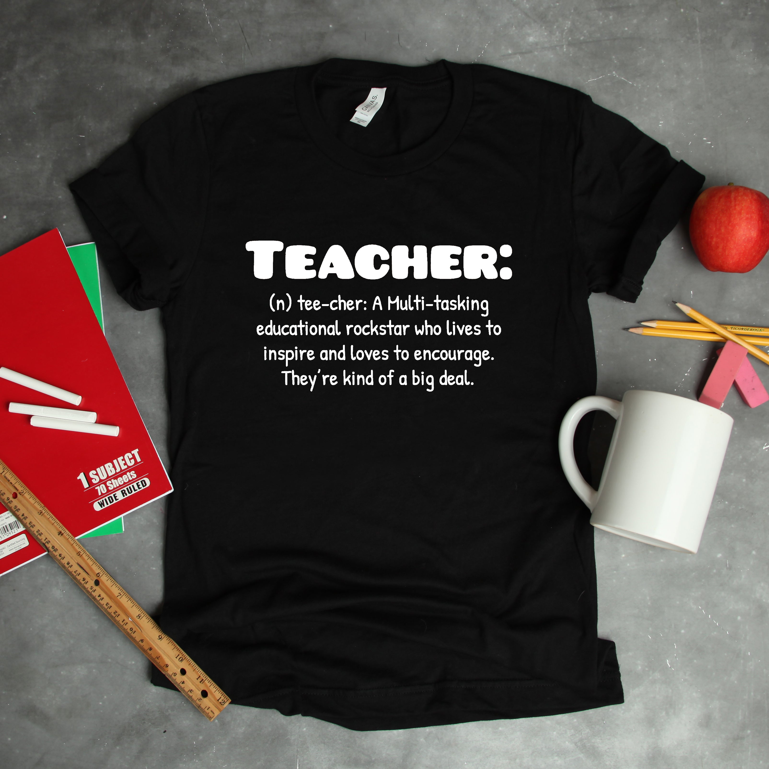 Definition Of Teacher Thoughtful Gift Black Gildan Tshirt - Perham Prints