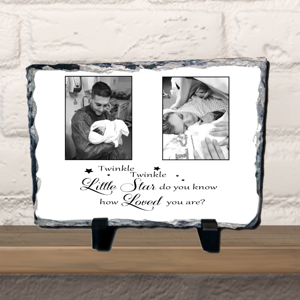 Twinkle Twinkle Little Star Nursery Rhyme Personalised Photo Slate New Born Baby - Perham Prints