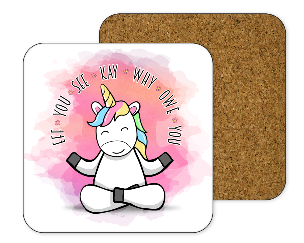 Unicorn Eff You See Kay Oh Eff Eff Coaster Adult Censored - Perham Prints