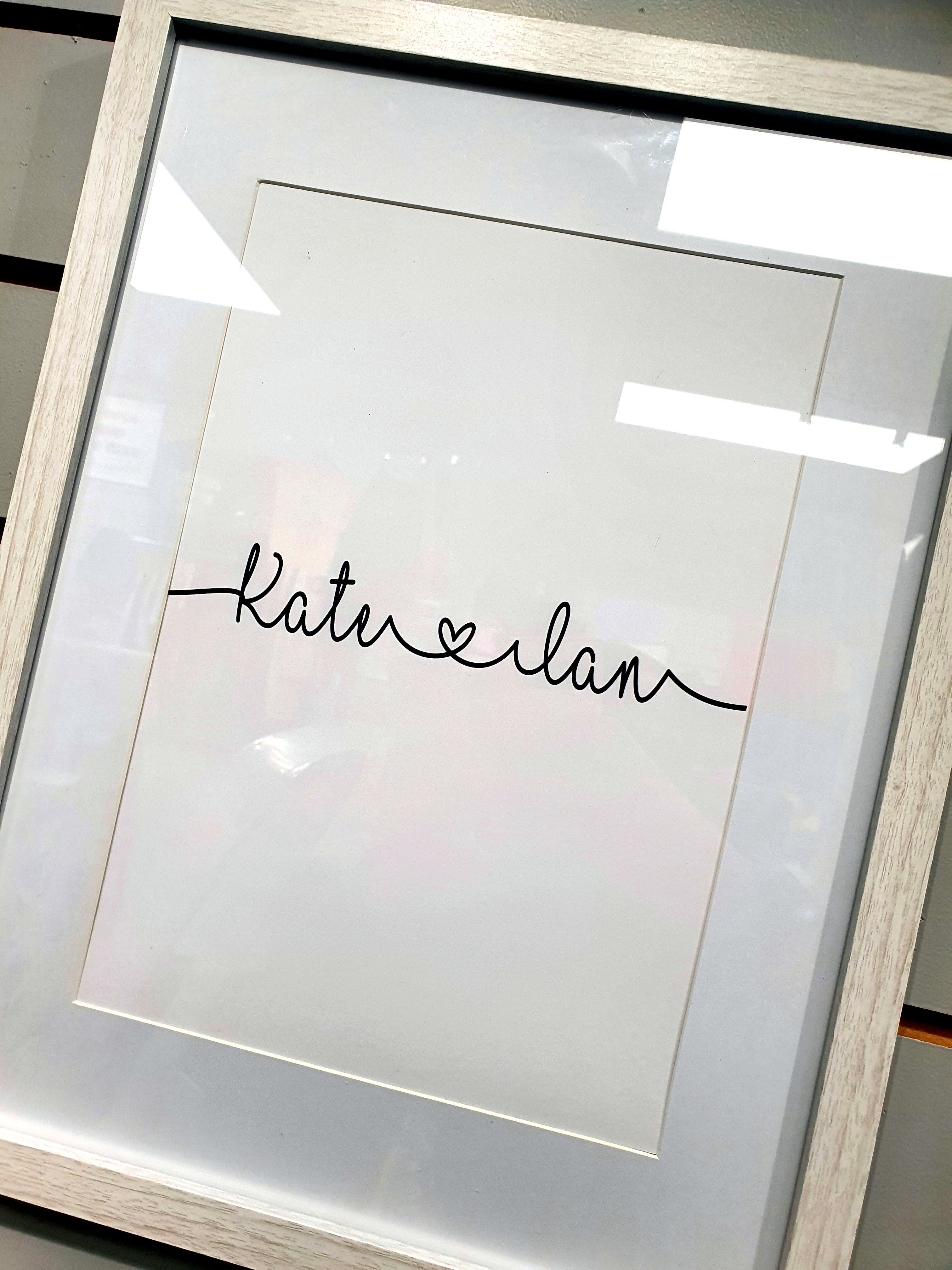 Personalised Love Names Scribble Word Frame Design Ready To Hang - Perham Prints