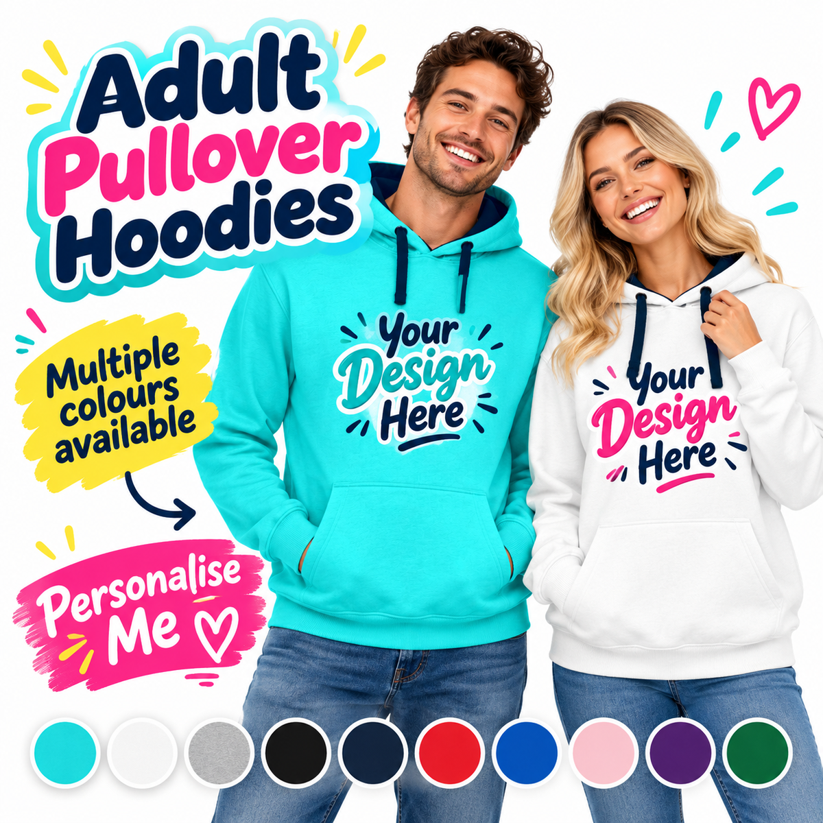 Personalised AWDis JH003 Varsity Hoodie – Custom Printed Two-Tone Hoodie