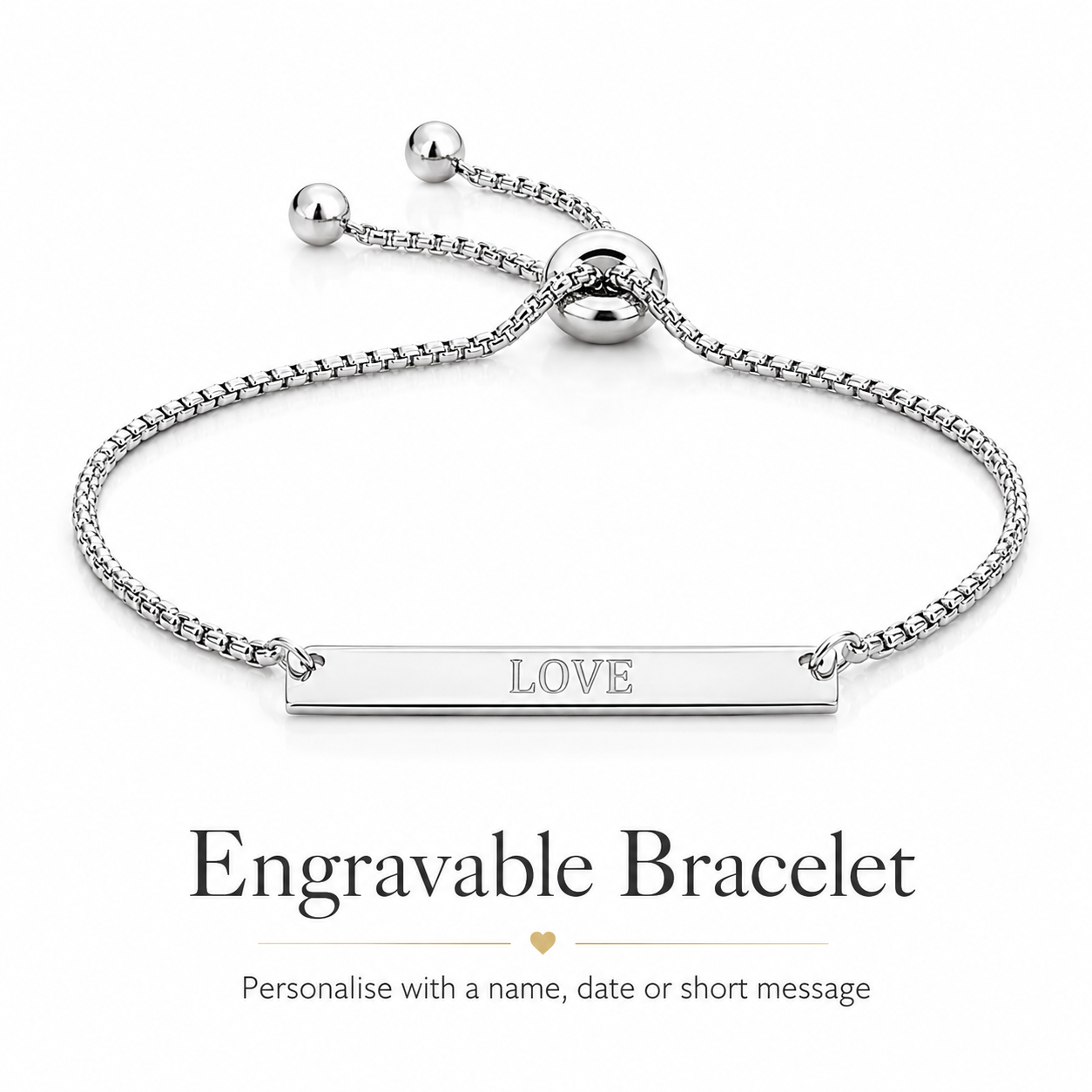 Engrave Bracelet in Silver and Gold Custom Text