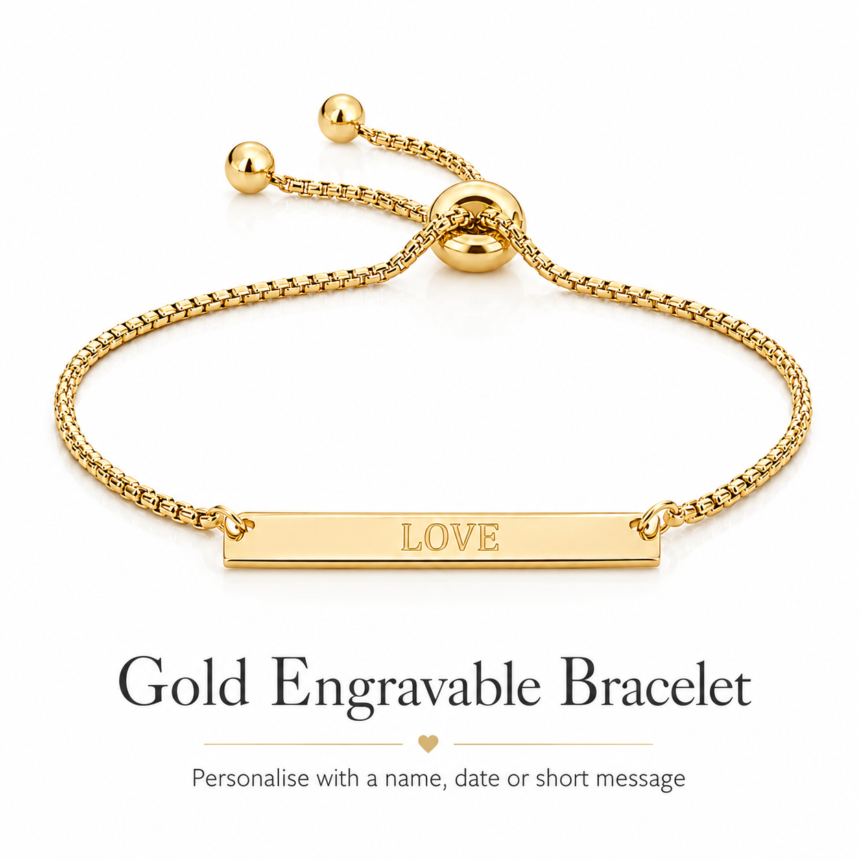 Engrave Bracelet in Silver and Gold Custom Text