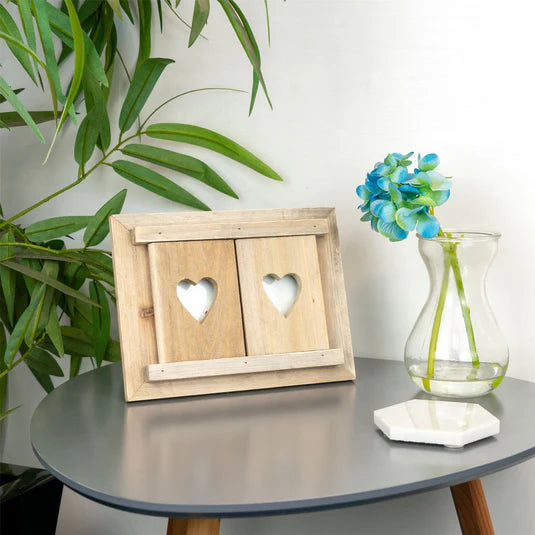 6" x 4" Wooden Hearts Shutter Photo Frame