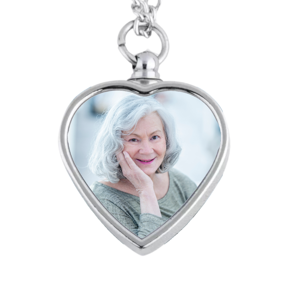 Personalised Photo Heart Ashes Memorial Pendant Necklace Cremation Jewellery