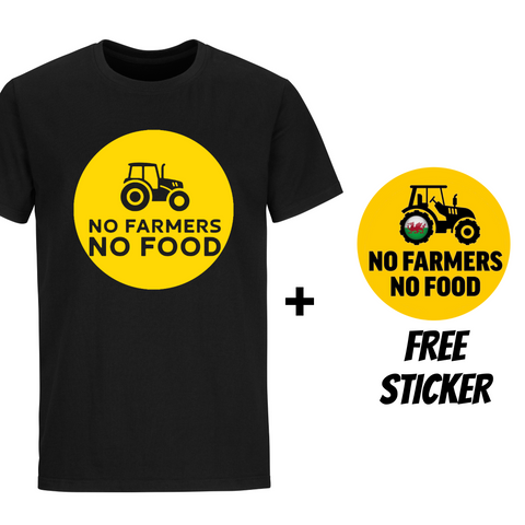 No Farmers No Food Black Roundneck Tshirt