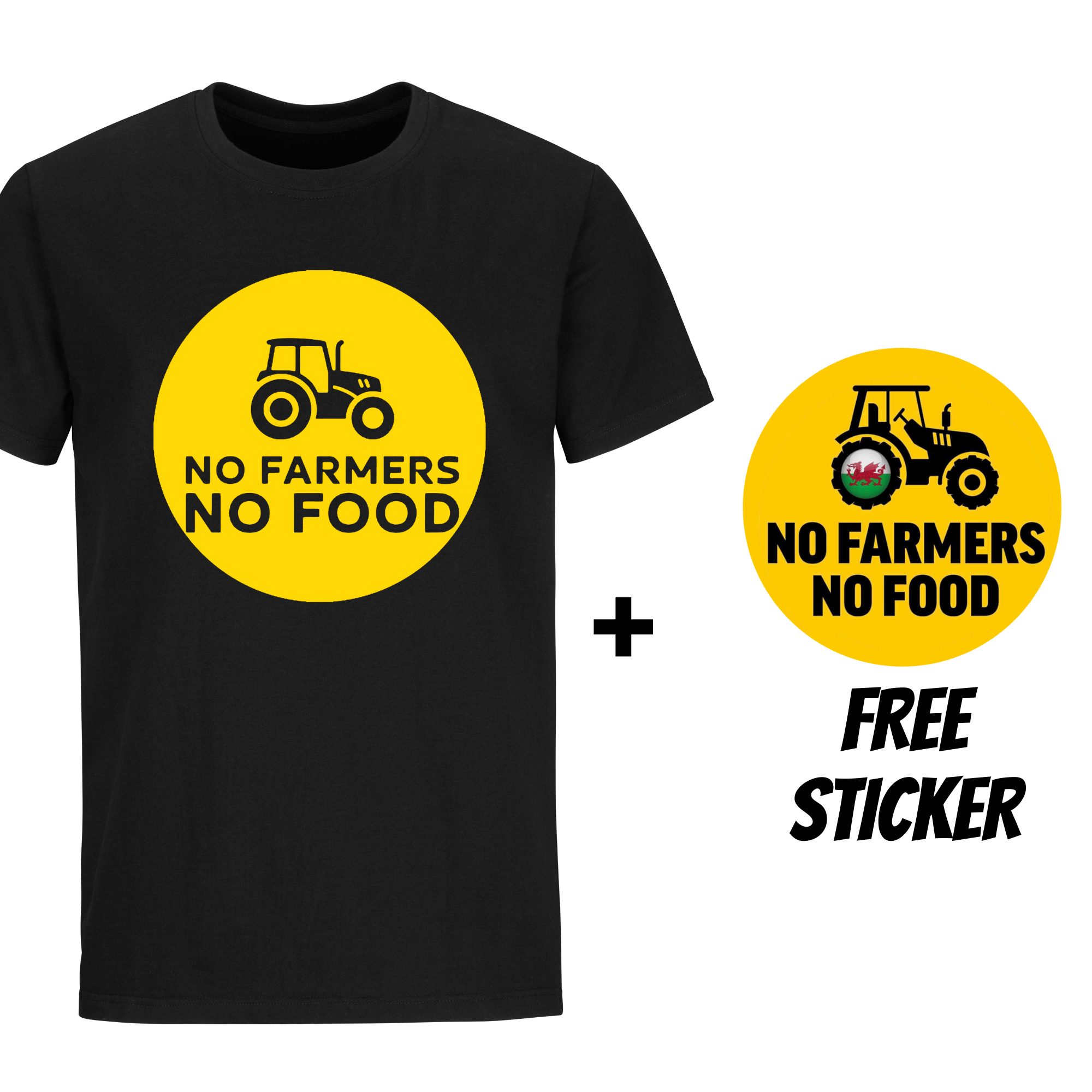 Gildan No Farmers No Food Black Roundneck Tshirt