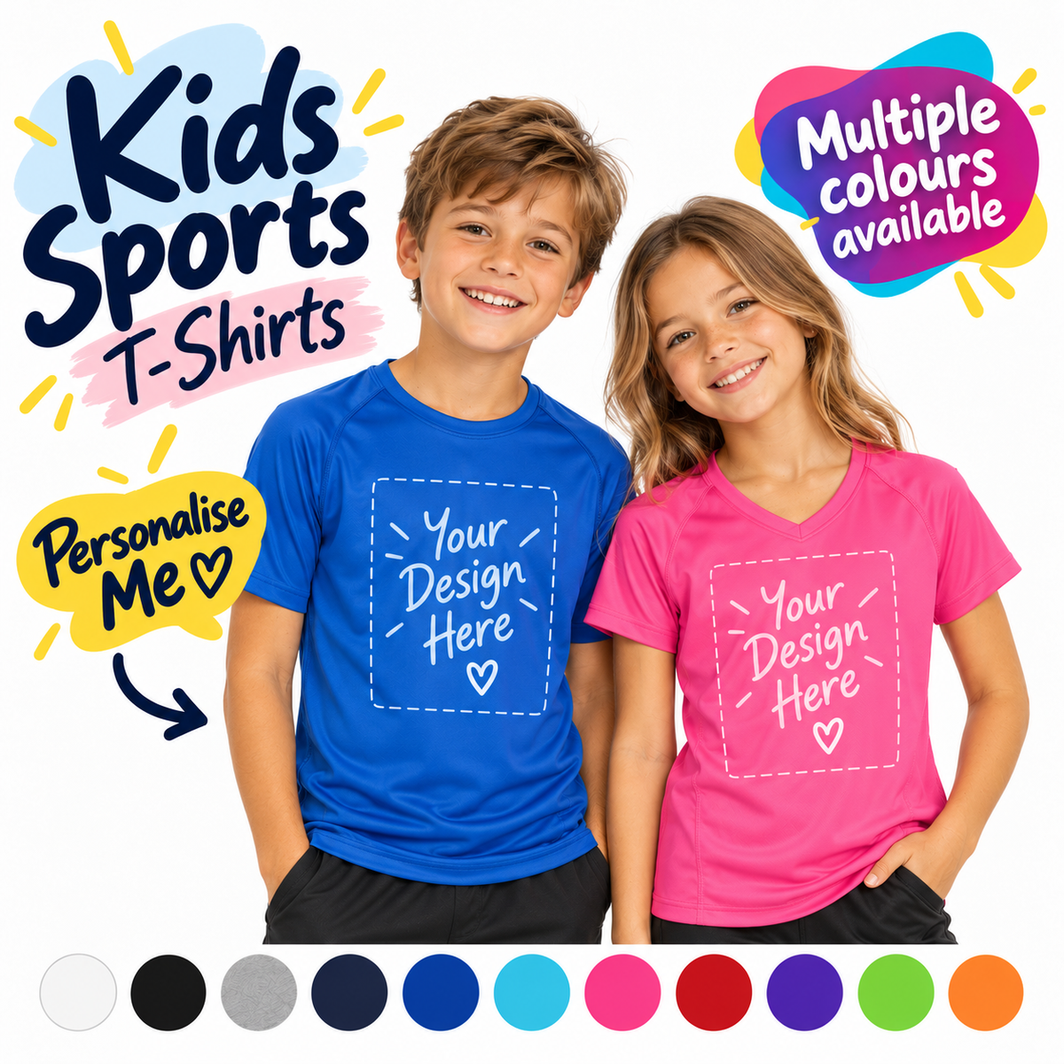Personalised Kids AWDis JC001B Cool T-Shirt – Custom Printed Sports & PE T-Shirt
