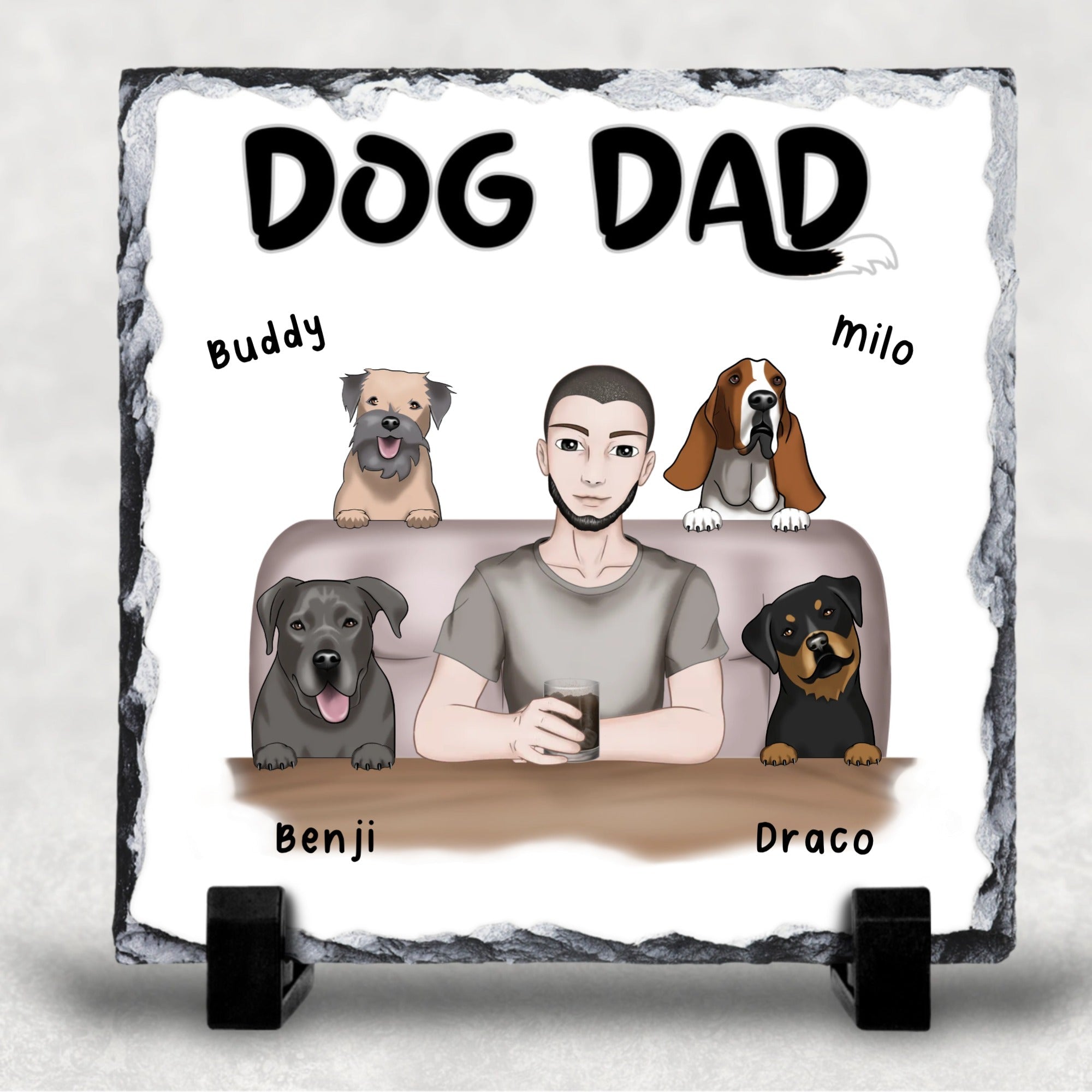 Dog Dad Customised With Up To Four Dogs Personalised Character Slate