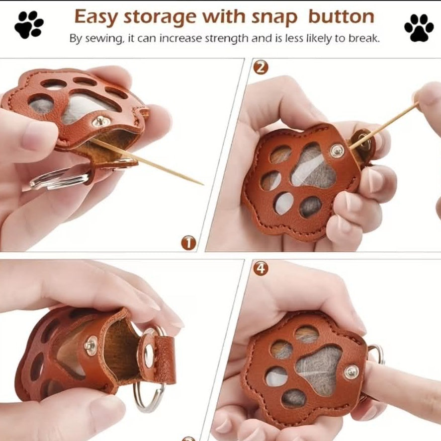 Pet Memorial Paw Print Keyring – Keepsake Holder for Pet Hair or Fur