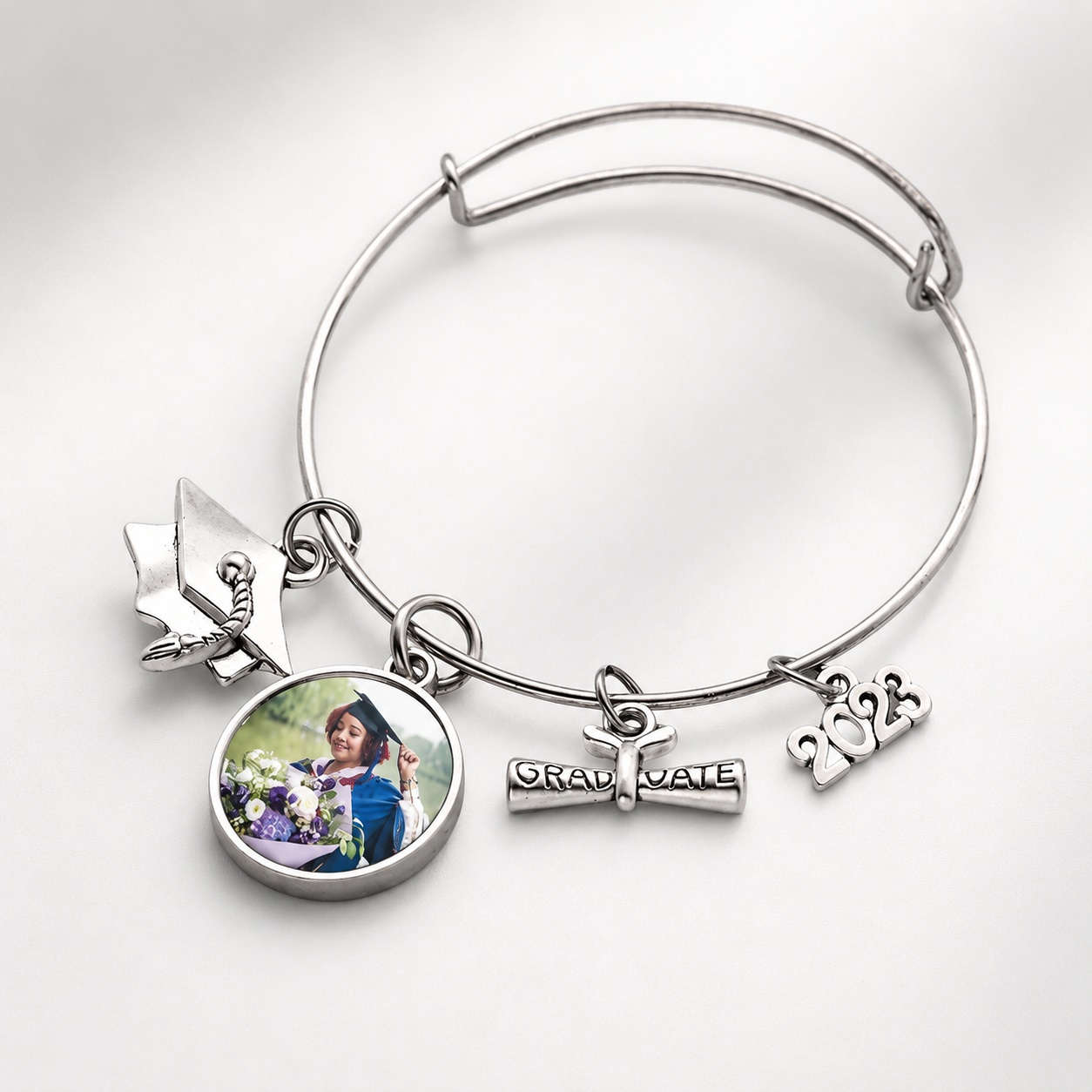 Personalised Graduation Bracelet – Photo & Charms (Class of 2025)