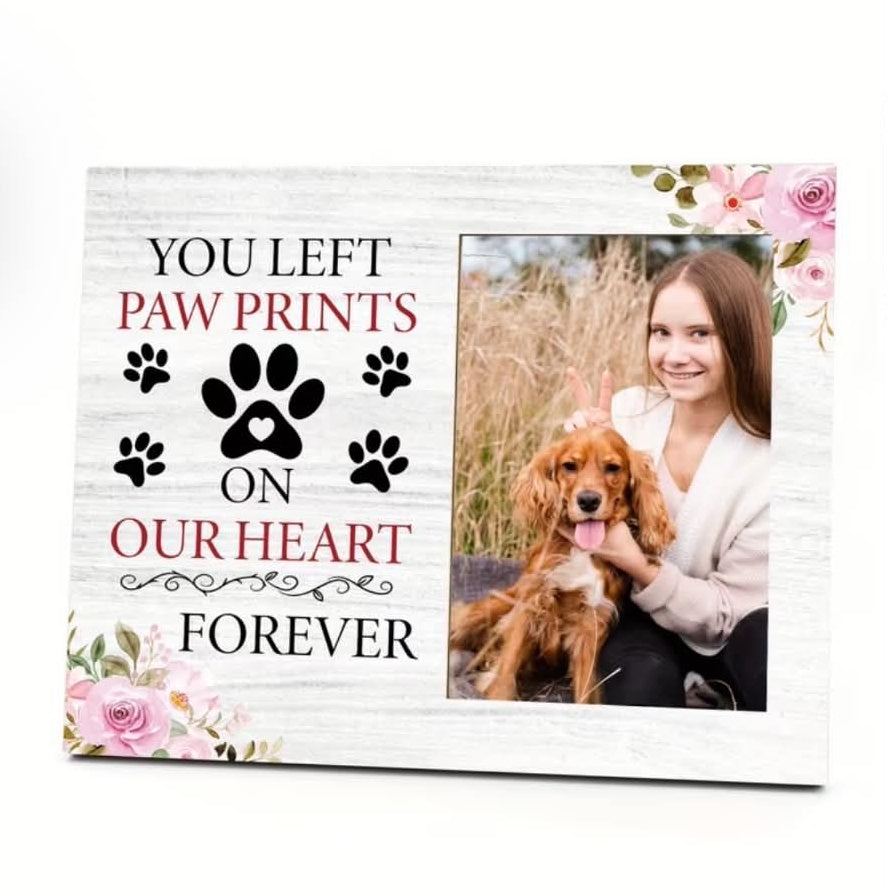 Pet Memorial Photo Frame – “You Left Paw Prints on Our Heart Forever”