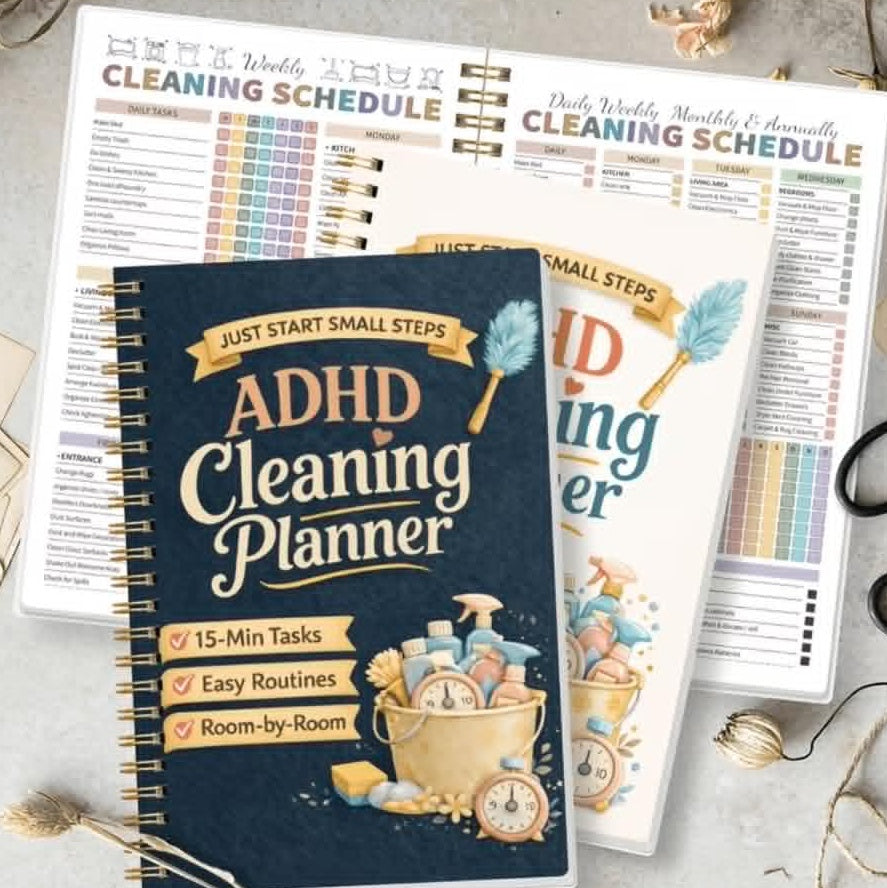 ADHD Cleaning Planner Note Book – 15-Minute Tasks, Easy Routines & Room-by-Room Organisation