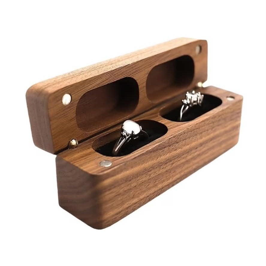 Personalised Engraved Oak Wedding Ring Box – Double Ring Holder