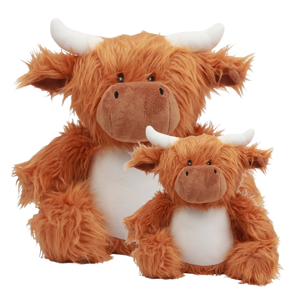 Personalised Large Brown Highland Cow Animal Teddy Cuddle Toy
