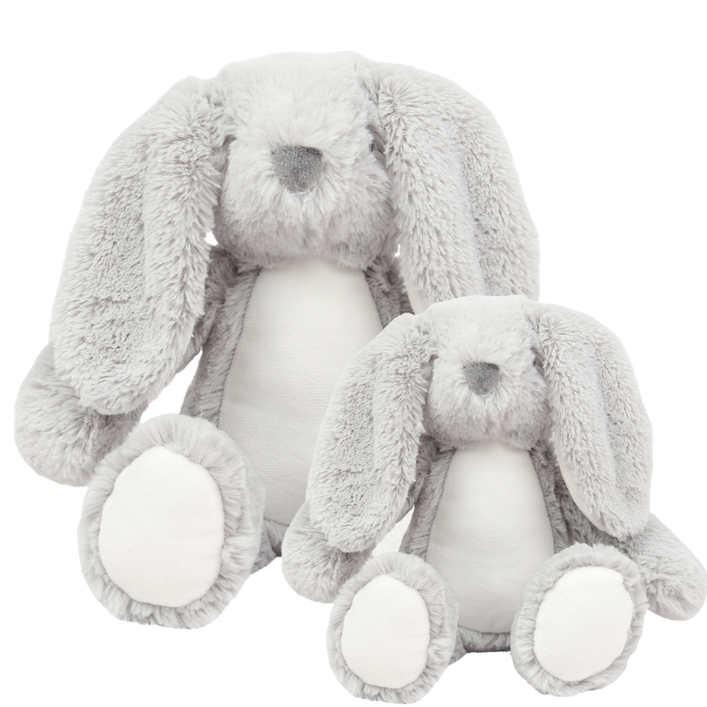 Personalised Grey Bunny Rabbit Animal Teddy Floppy Ears Cuddle Toy