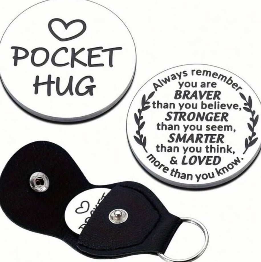 Pocket Hug Token with Keyring Pouch – Inspirational Keepsake Gift