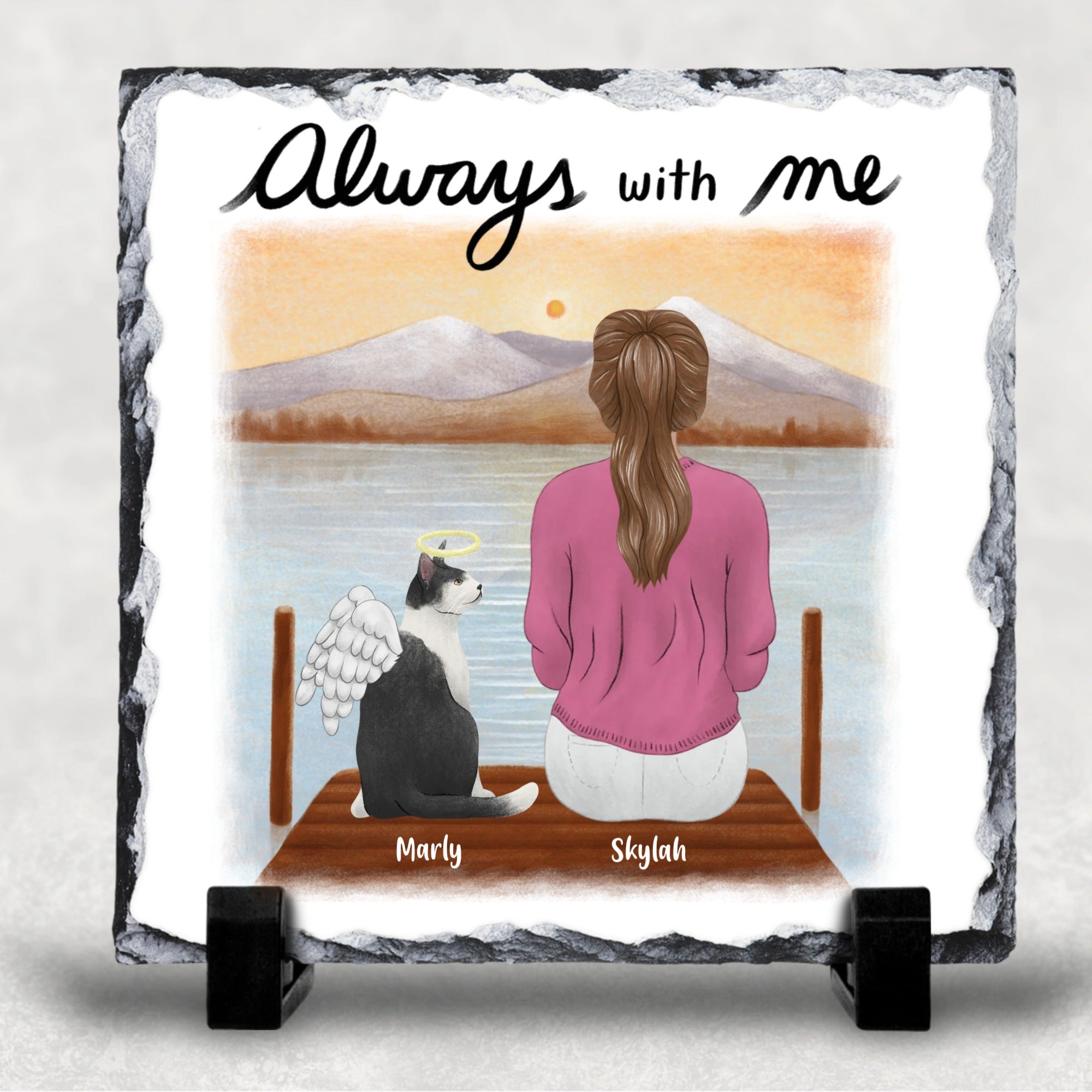 Always With Me Dog Memorial Angel Character Slate
