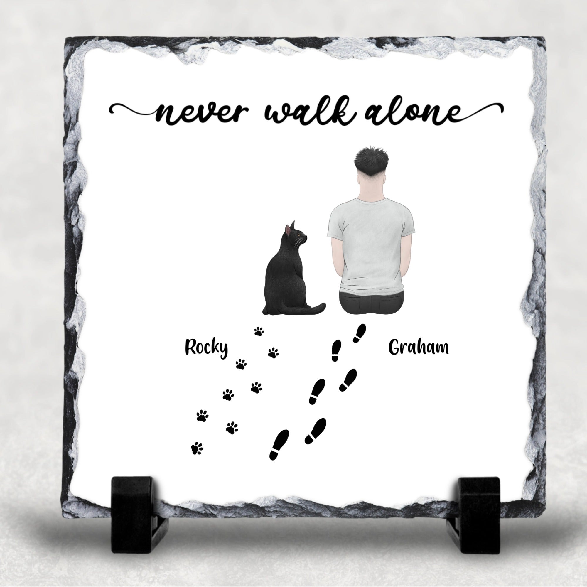 Never Walk Alone Cat Memorial Customised Male Female Character Gift