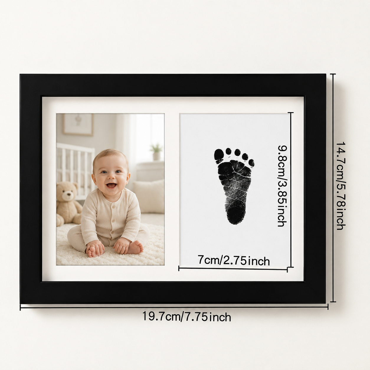 Baby Handprint or Footprint Photo Frame with Ink Pad – Newborn Keepsake Gift