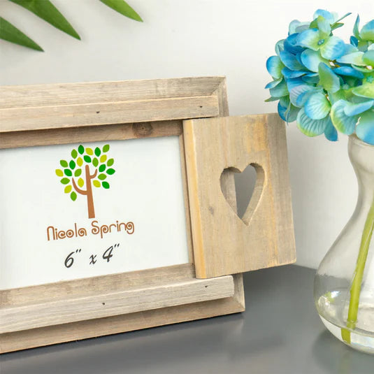 6" x 4" Wooden Hearts Shutter Photo Frame